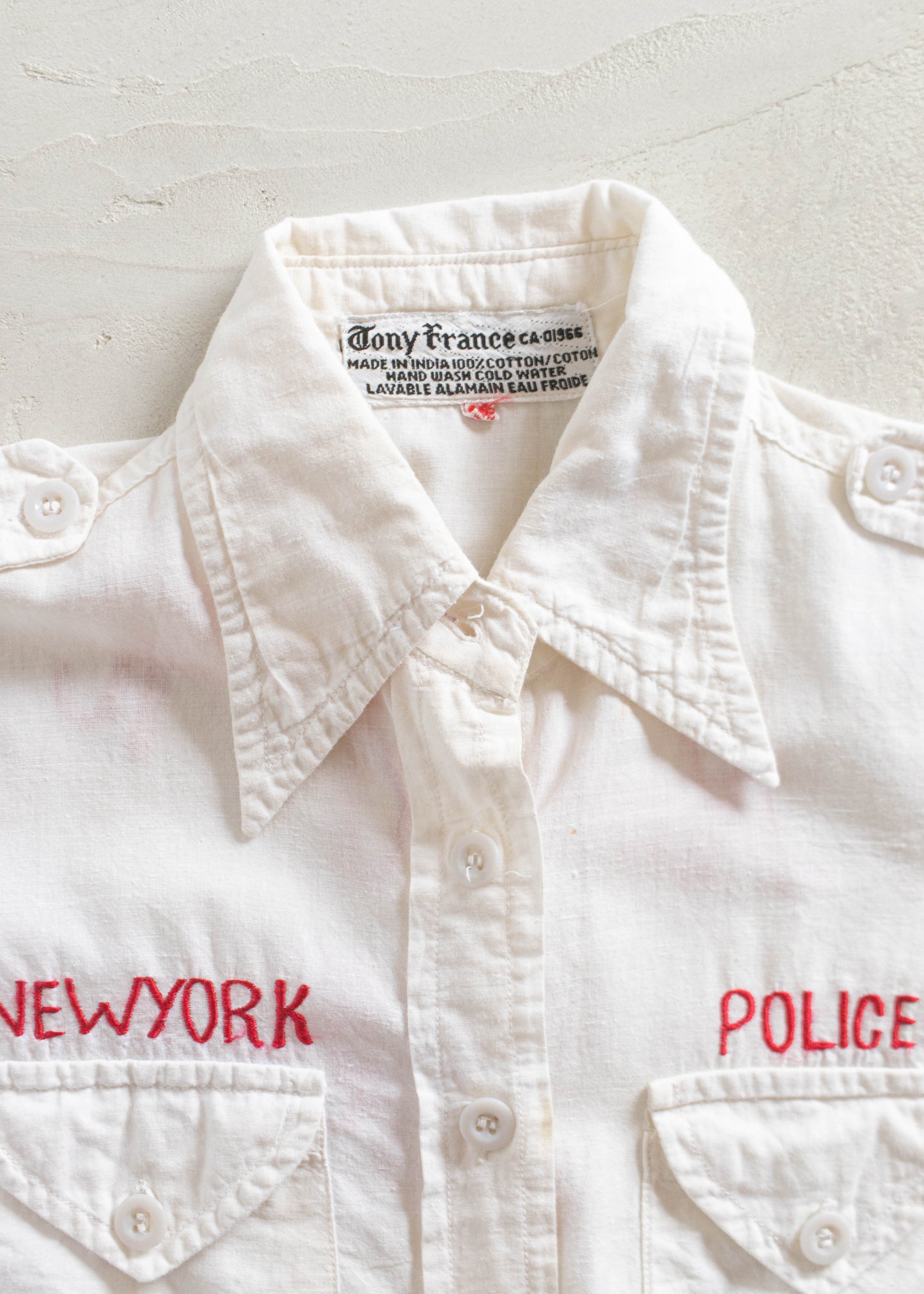 Vintage 1960s New York Police Embroidered Short Sleeve Button Up Shirt Size 3XS/2XS