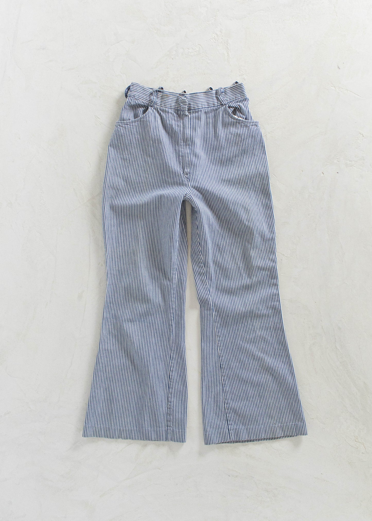 Vintage 1970s Railroad Hickory Stripe Flare Pants Size Women's 24