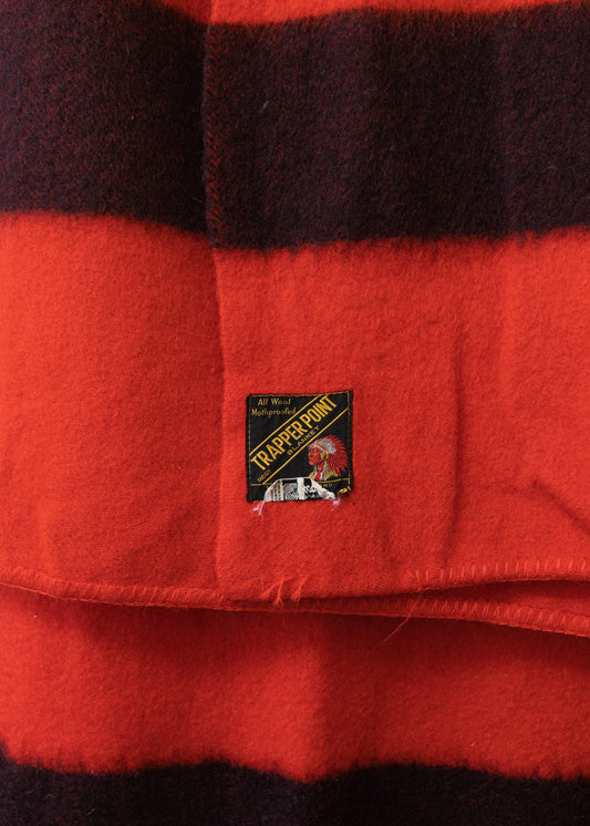 Vintage 1960s Eaton's Trapper Point 4 Point Stripe Pattern Wool Blanket Size Twin