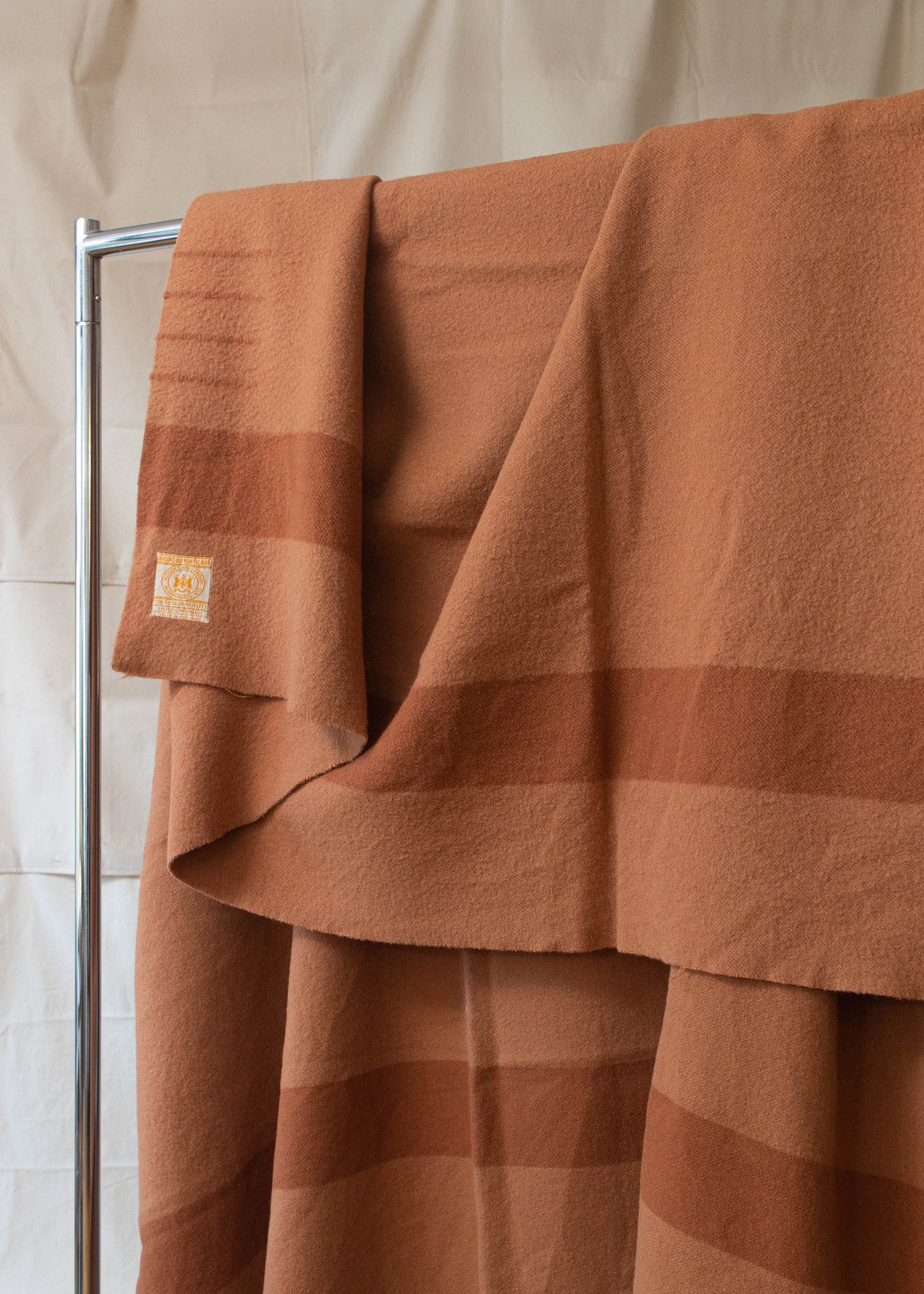 Vintage 1960s Hudson's Bay 4 Point Stripe Pattern Wool Blanket Size Full/Double
