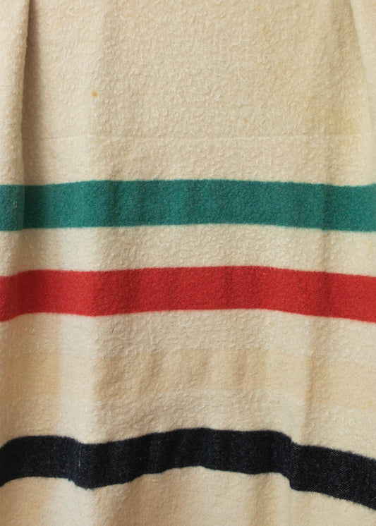 Vintage 1950s Hudson's Bay 4 Point Stripe Pattern Wool Blanket Size Full/Double