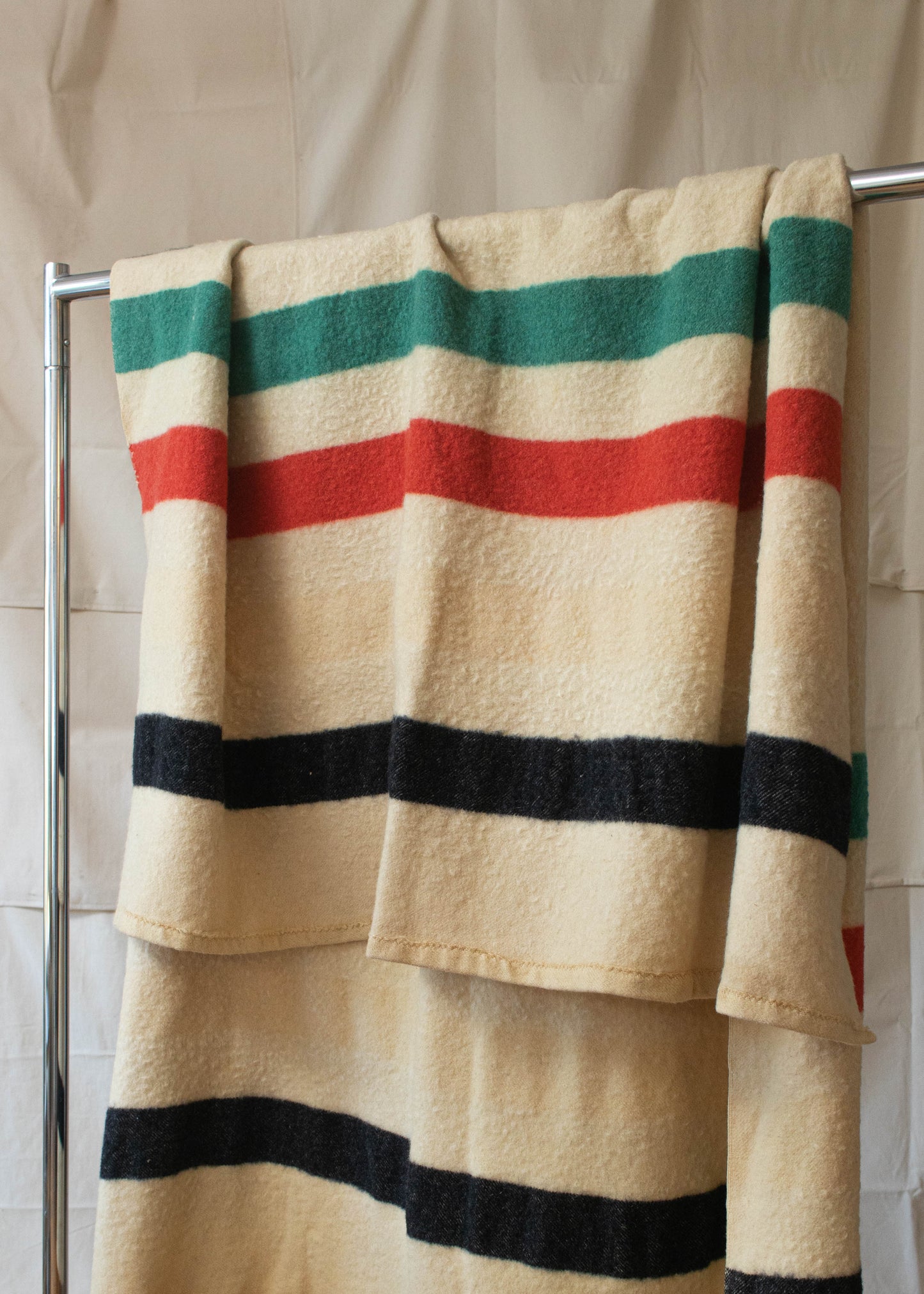 Vintage 1950s Hudson's Bay 4 Point Stripe Pattern Wool Blanket Size Full/Double