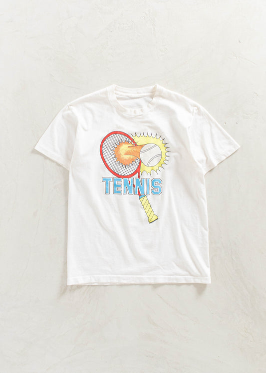 Vintage 1980s Flocked Letter Club Des Vis Tennis T-Shirt Size M/L