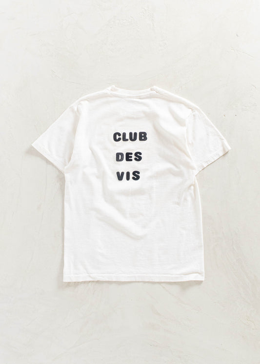 Vintage 1980s Flocked Letter Club Des Vis Tennis T-Shirt Size M/L