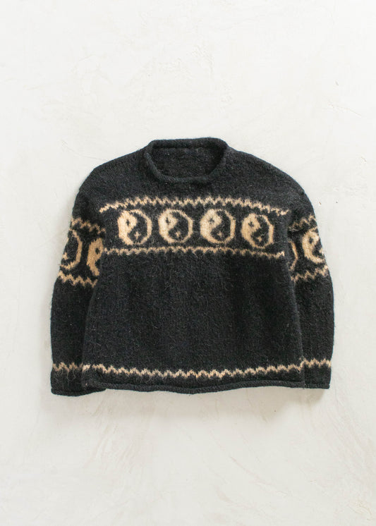 Vintage 1990s Yin and Yang Wool Pullover Sweater Size S/M
