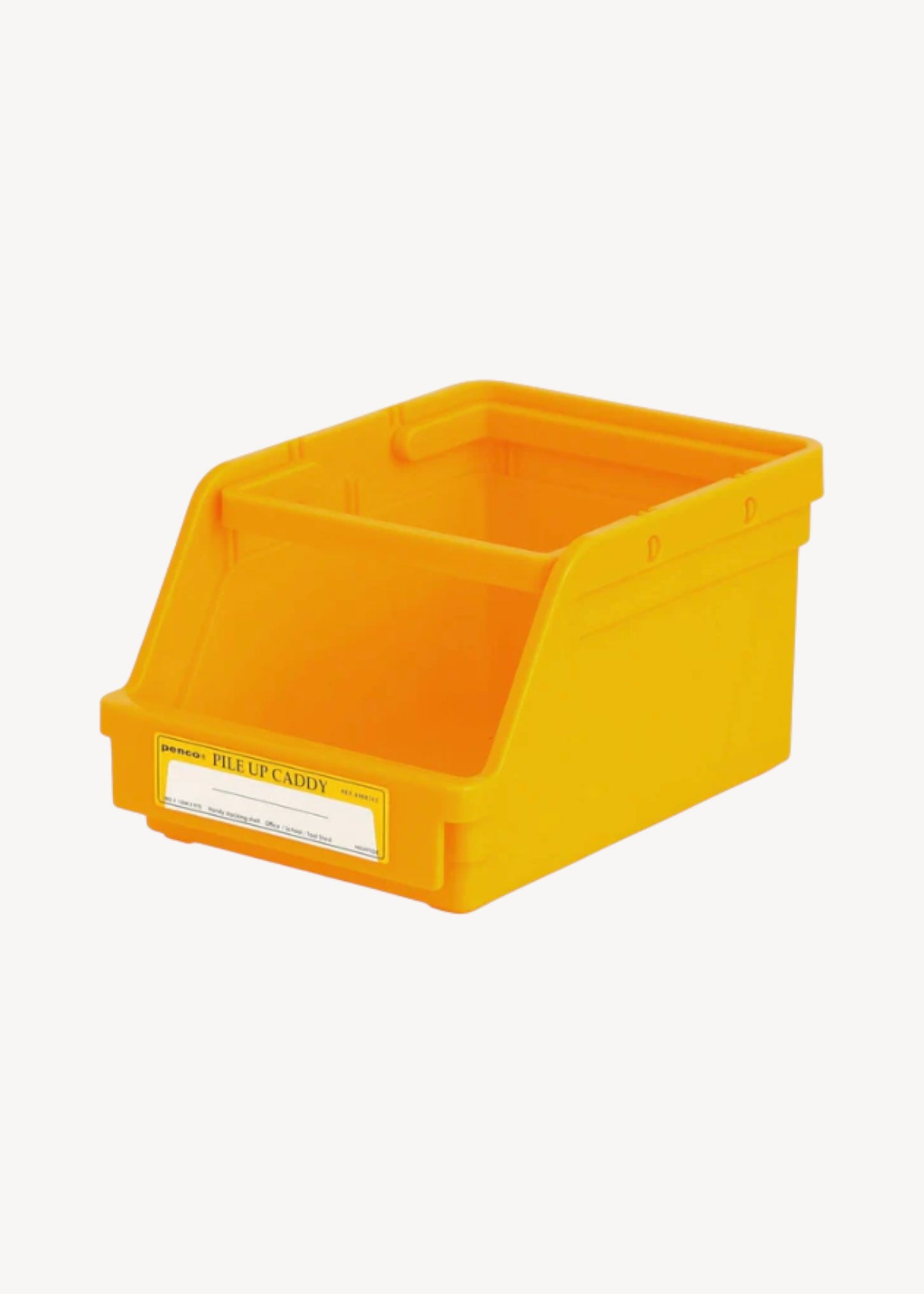 Yellow storage bin on a white background