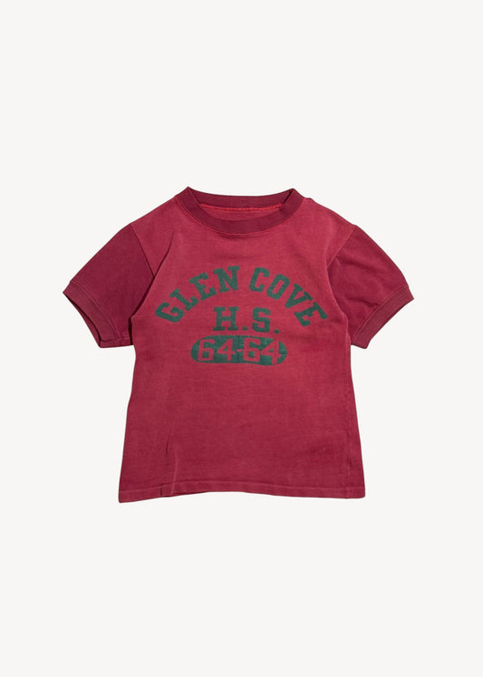 Vintage 1960s Champion Running Man "Glen Cove H.S." T-Shirt Size 2XS/XS