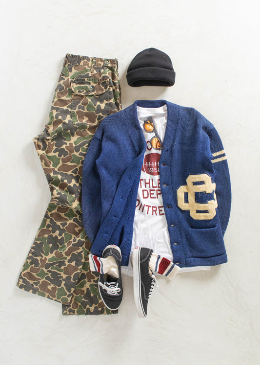 Vintage 1950s Varsity Letterman Wool Cardigan Size S/M