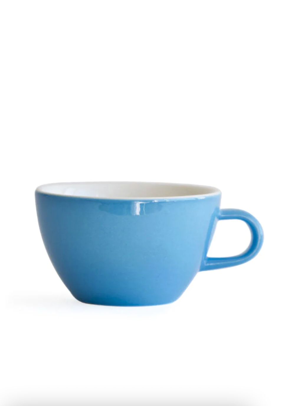 Blue ceramic cup on a white background