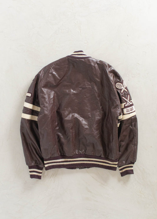 Vintage 1980s Delong Packers Varsity Letterman Leather Jacket Size L/XL