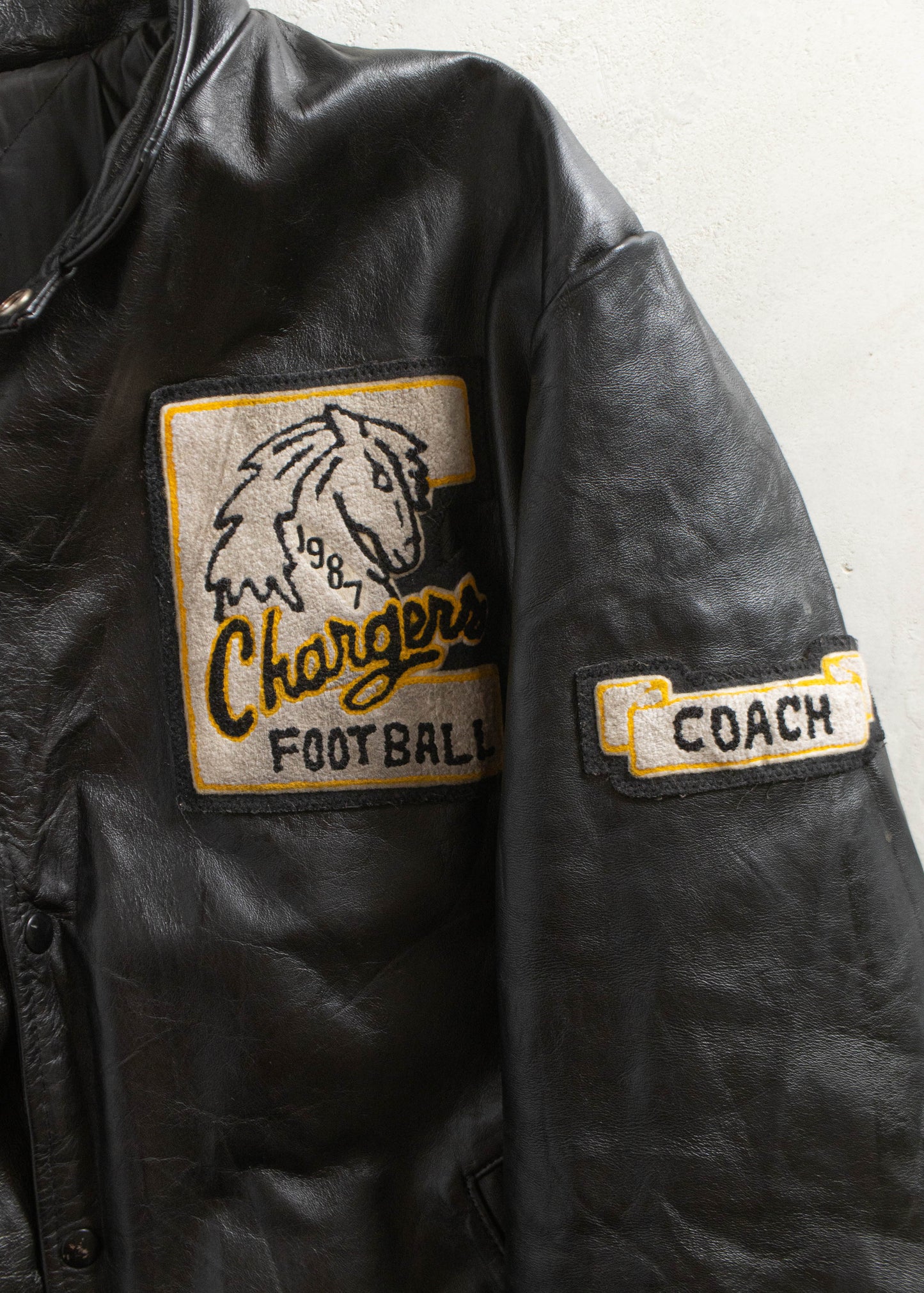 Vintage 1980s Chargers Football Varsity Letterman Leather Jacket Size L/XL