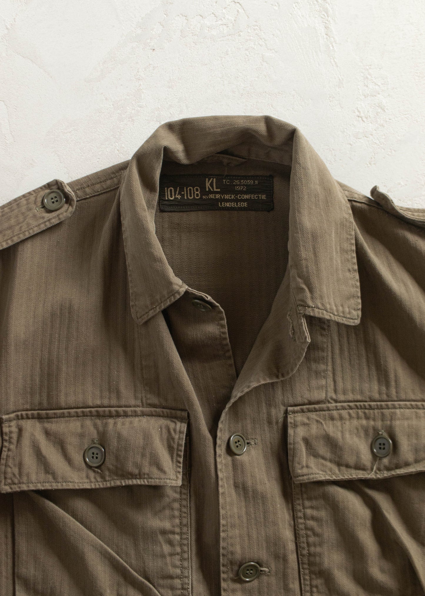 Vintage 1970s Herringbone Twill Military Field Jacket Size M/L