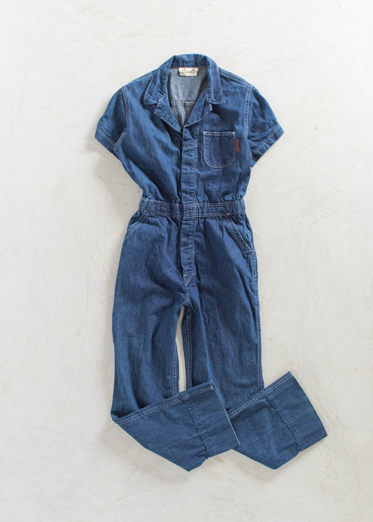 Vintage 1980s Time & Place Denim Short Sleeve Coveralls Size 2XS/XS