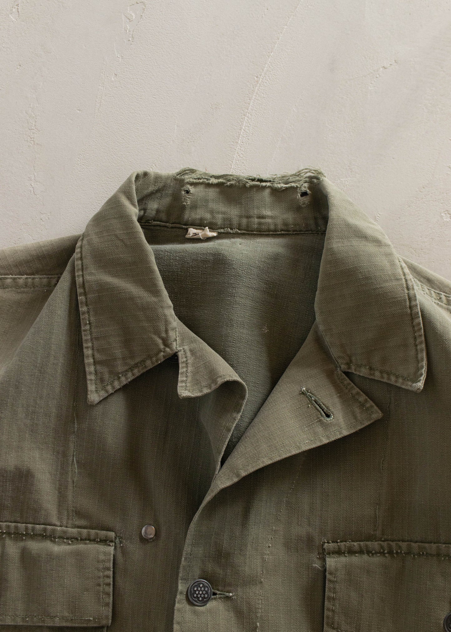Vintage 1940s WWII Herringbone Twill 13 Star Fatigue Shirt Size XL/2XL