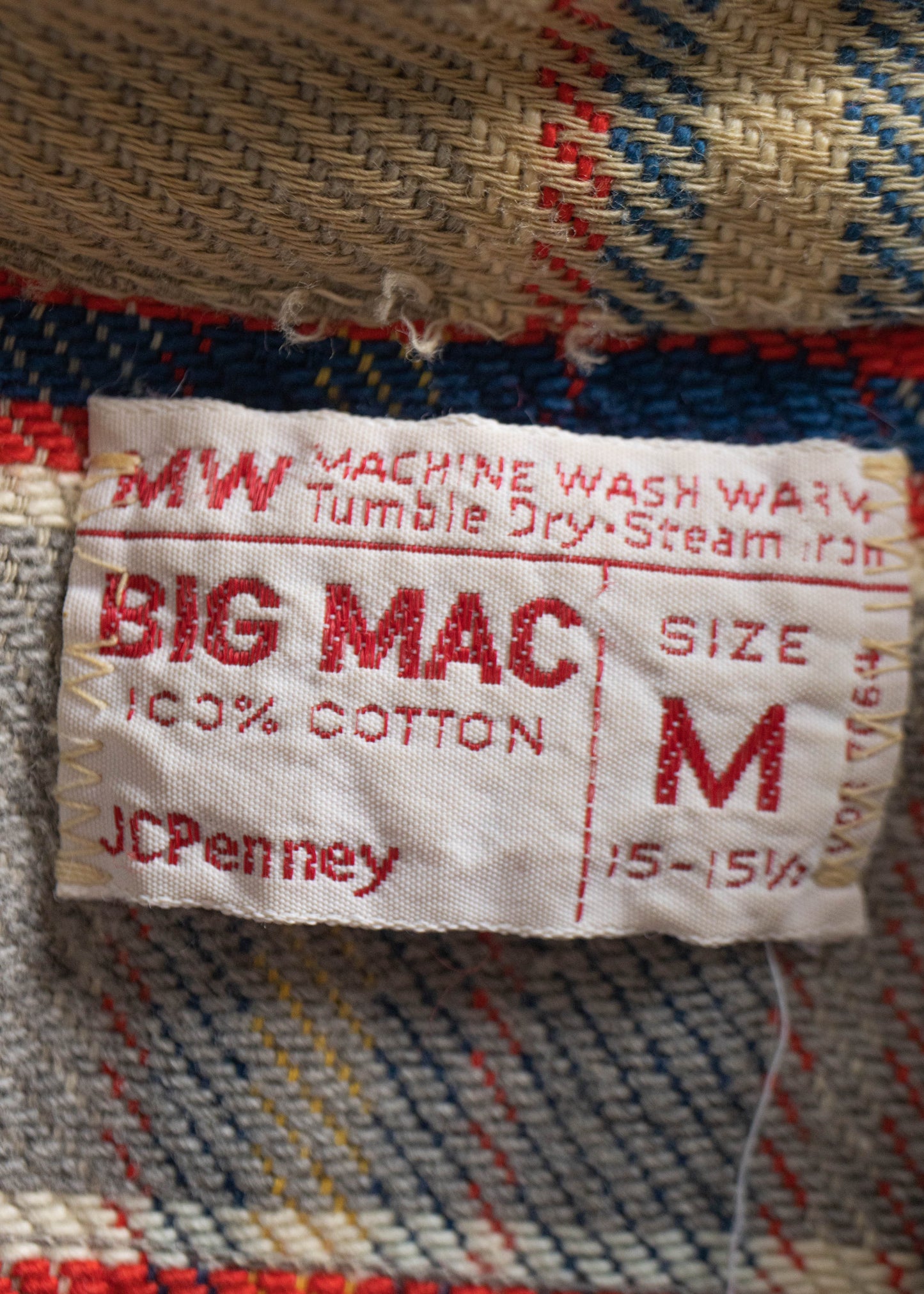 Vintage 1970s Big Mac by JC Penney Cotton Flannel Button Up Shirt Size M/L