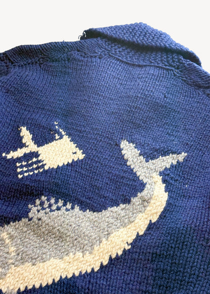 Vintage 1950s/1960s Fish Cowichan Style Wool Cardigan Size L/XL