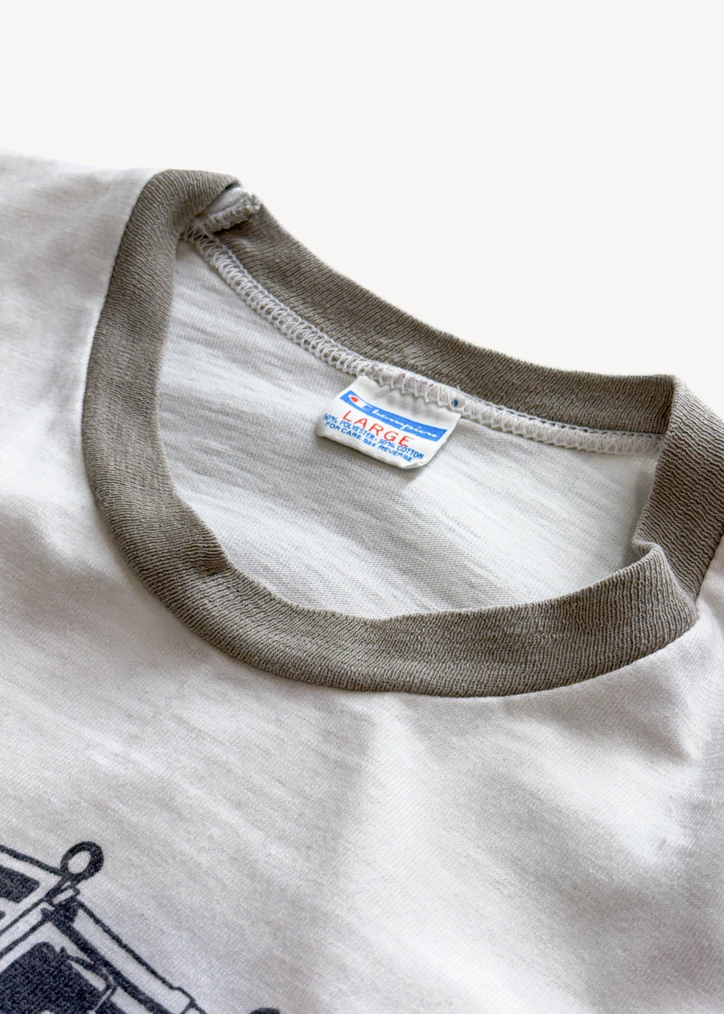 Vintage 1970s Champion Blue Bar "Get On My Case" Ringer T-Shirt Size S/M