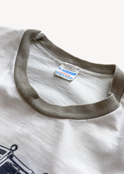 Vintage 1970s Champion Blue Bar "Get On My Case" Ringer T-Shirt Size S/M