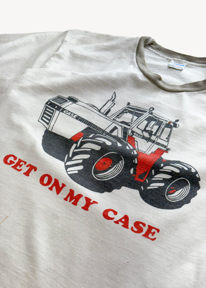 Vintage 1970s Champion Blue Bar "Get On My Case" Ringer T-Shirt Size S/M