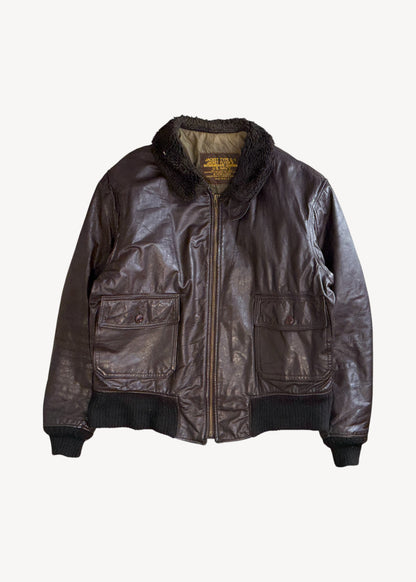 Vintage 1950s US Navy G-1 Flight Aviator Leather Bomber Jacket Size L/XL