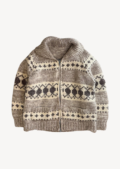 Vintage Cowichan Style Wool Cardigan Size S/M
