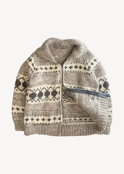 Vintage Cowichan Style Wool Cardigan Size S/M