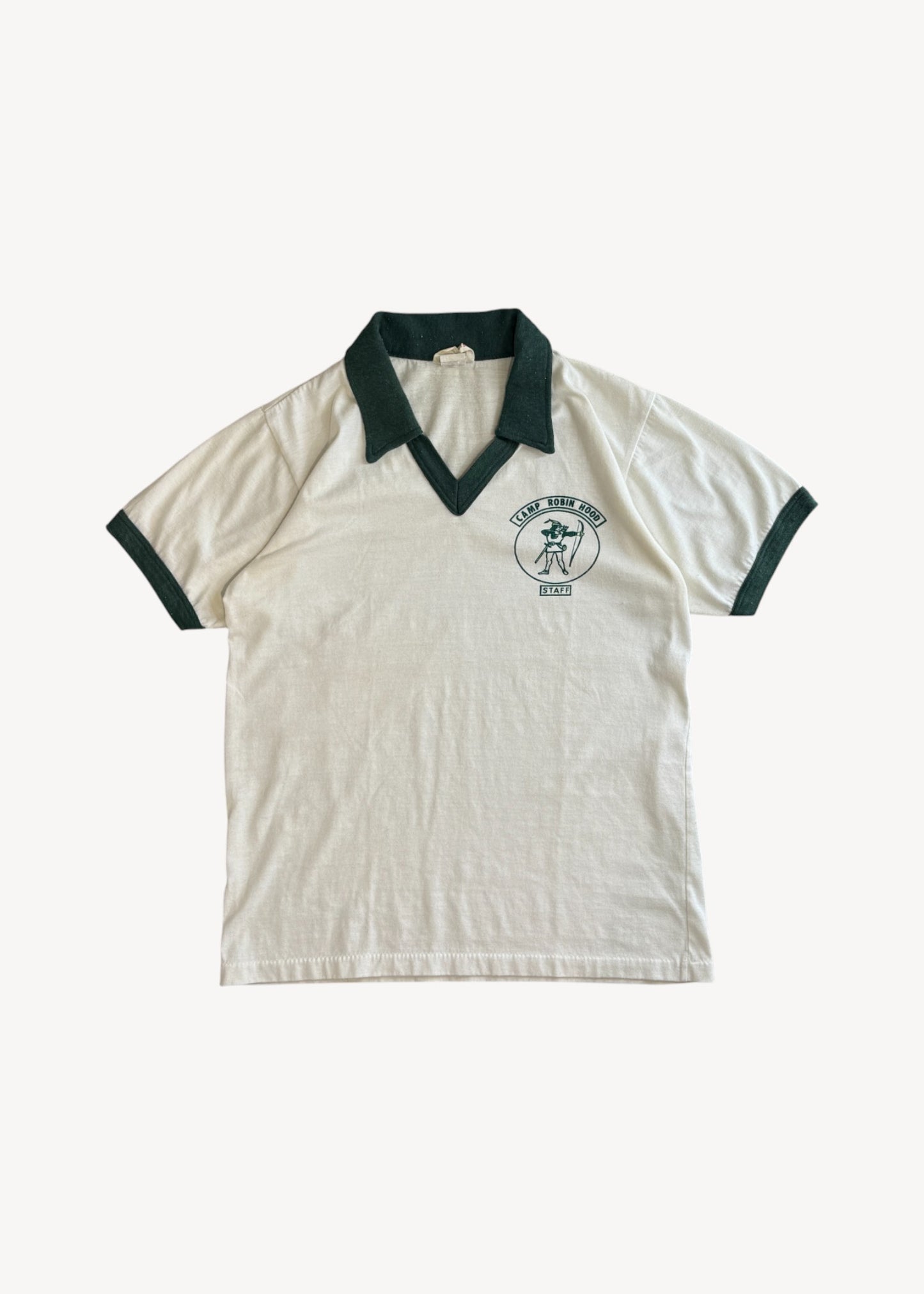 Vintage 1980s Sunburst Fashion "Camp Robin Hood" Polo T-Shirt Size S/M