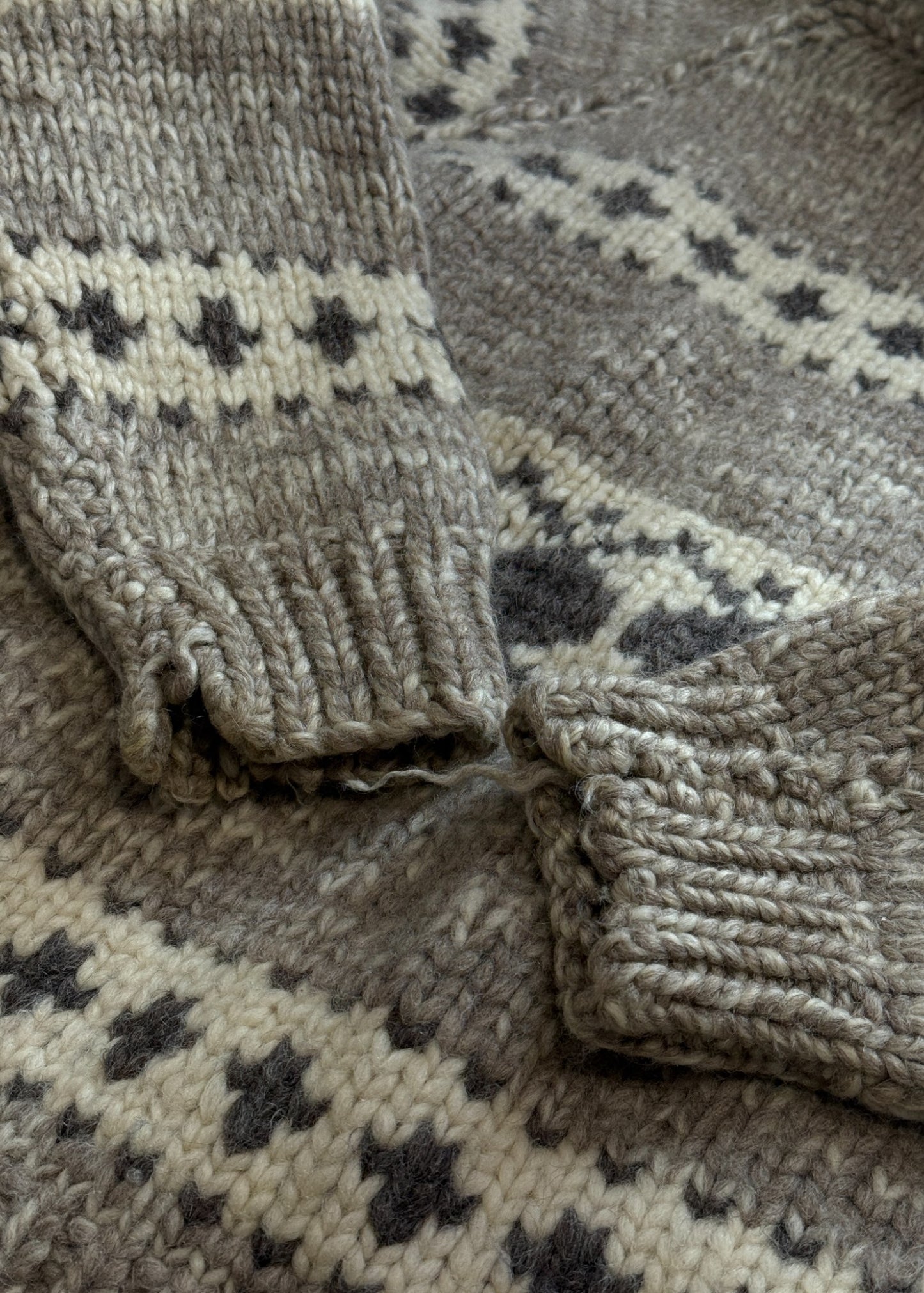 Vintage Cowichan Style Wool Cardigan Size S/M