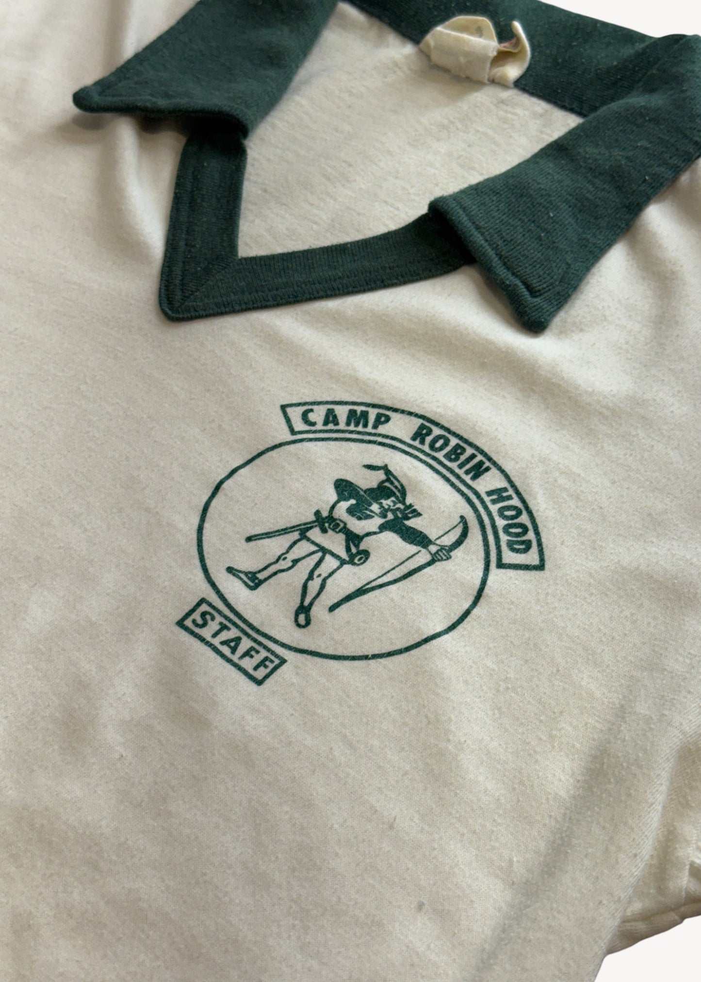 Vintage 1980s Sunburst Fashion "Camp Robin Hood" Polo T-Shirt Size S/M