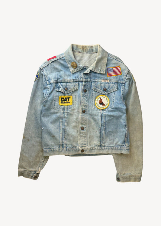 Vintage 1960s/1970s Gauchos Denim Trucker Jacket with Patches Size S/M