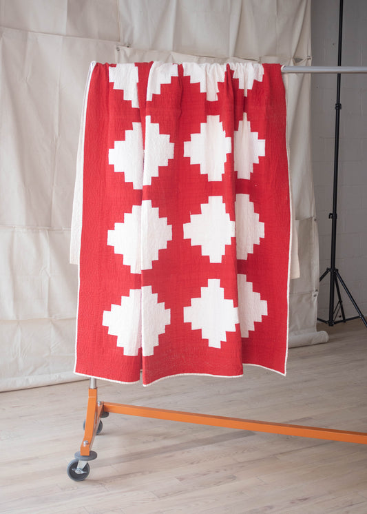 Antique Patchwork Geometric Pattern Quilt Blanket Size Full/Double