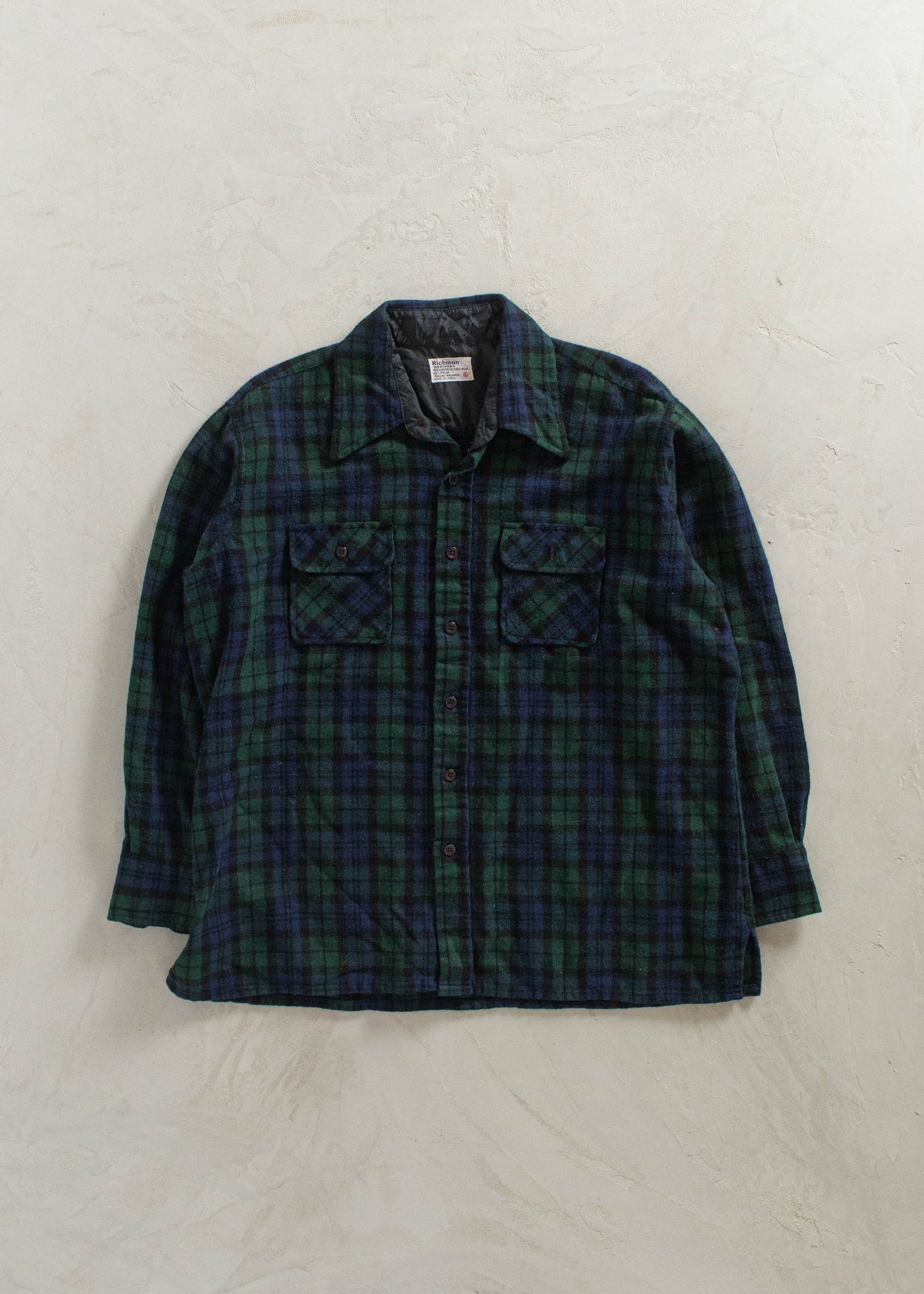 1990s Richman Brothers Wool Flannel Button Up Shirt Size L/XL