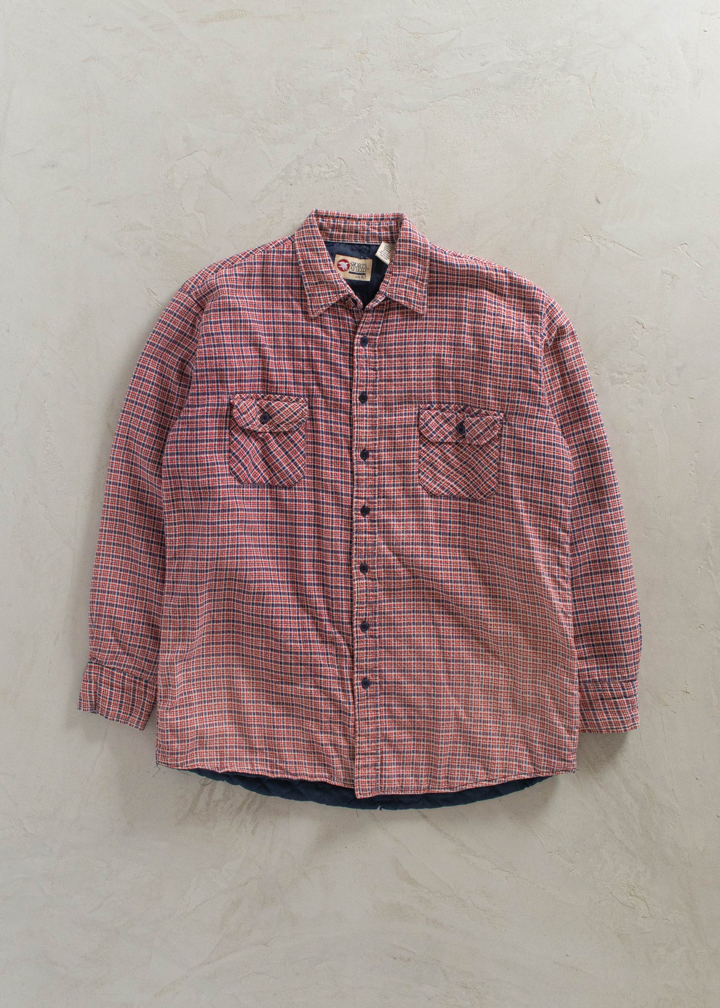 1990s Padded Cotton Flannel Button Up Shirt Size L/XL