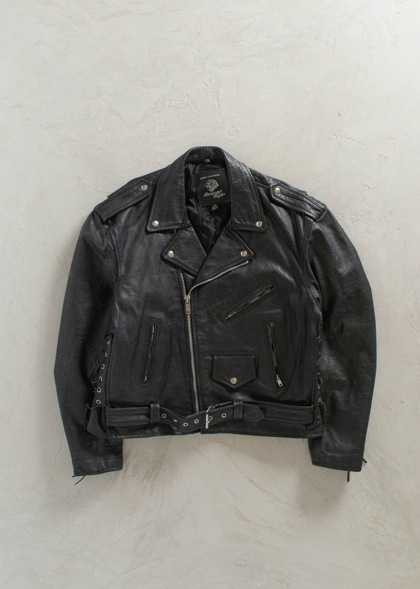 1990s Screamin' Eagle Leather Moto Perfecto Jacket Size XL/2XL