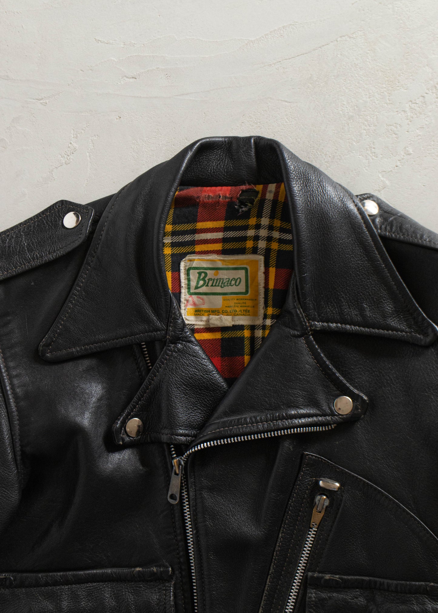 1970s Brimaco Leather Moto Perfecto Jacket Size XS/S