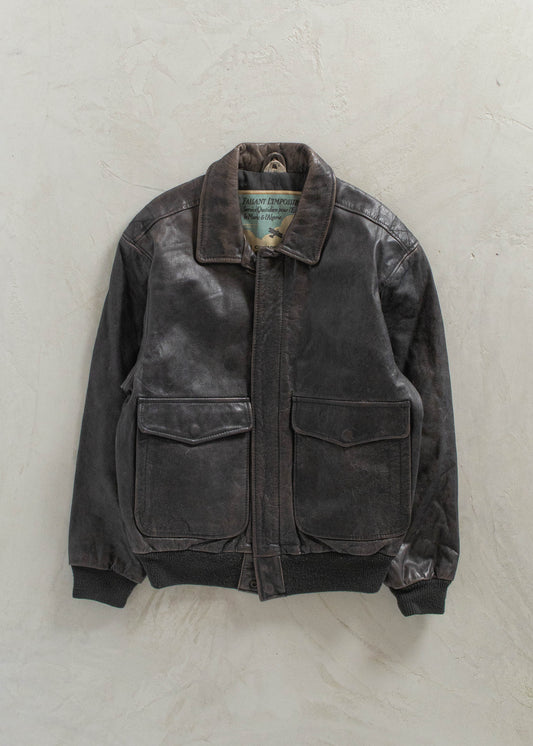 1990s Compagnie Generale Aeropostale Leather Bomber Jacket Size M/L