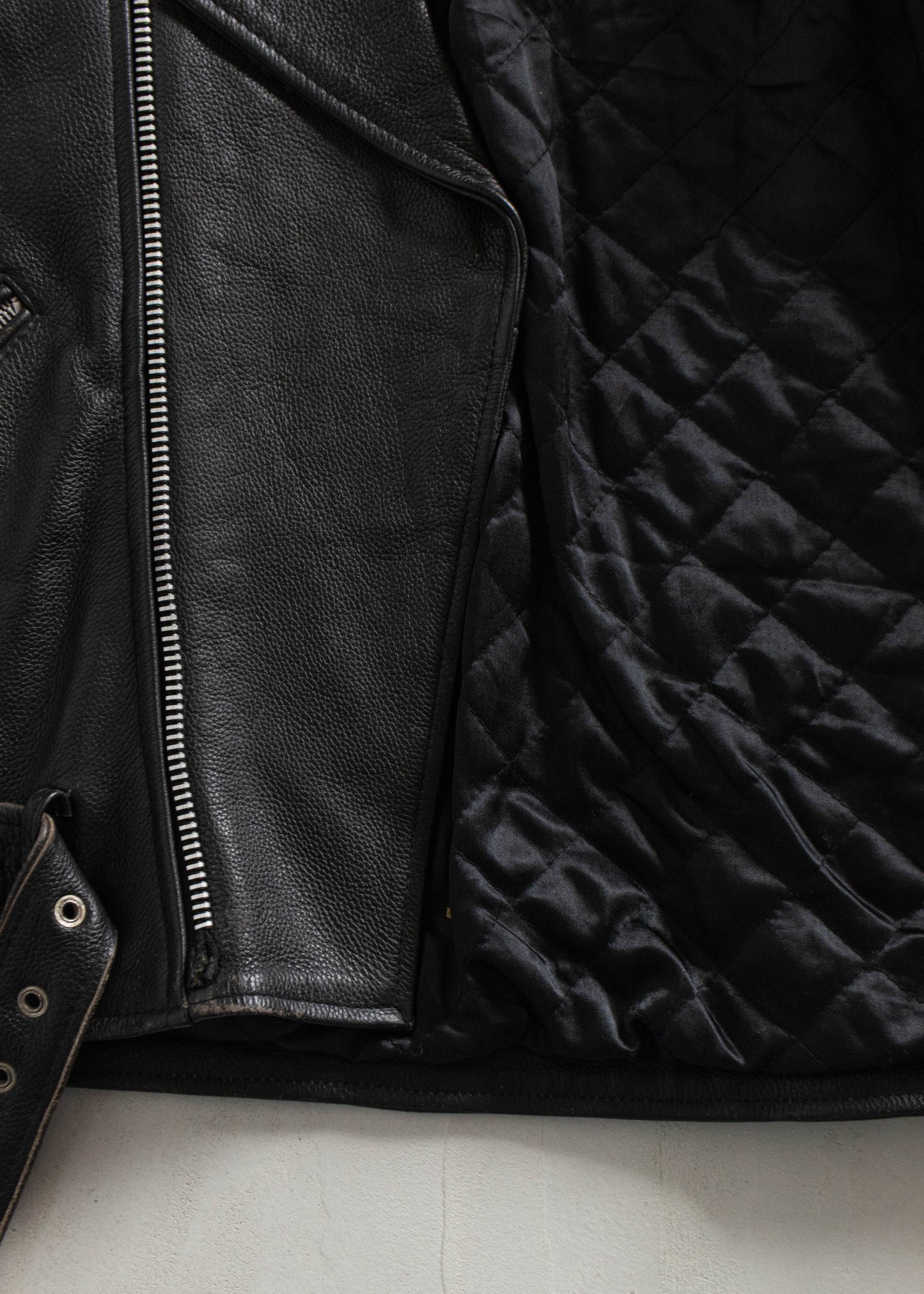 1990s HAJ Fashion USA Leather Moto Perfecto Jacket Size XL/2XL