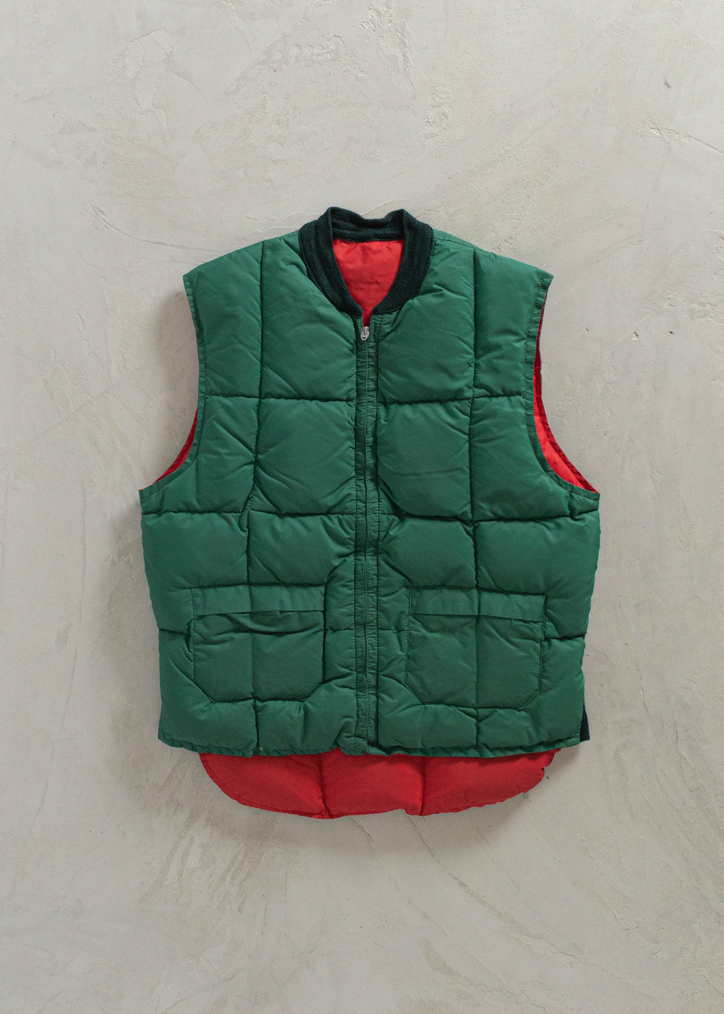 1980s Falcon Brand Reversible Nylon Down Puffer Vest Size S/M