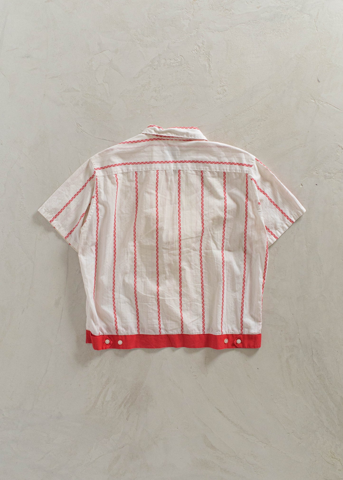 1950s Penney's Towncraft Stripe Pattern Short Sleeve Button Up Shirt Size M/L