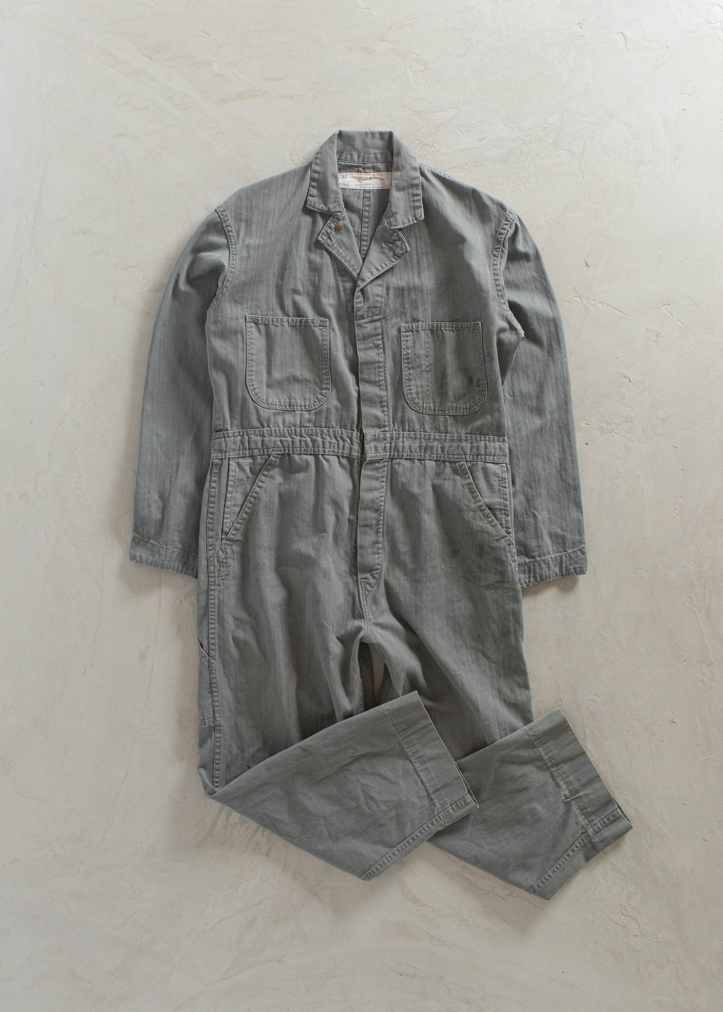 1970s Pacific Herringbone Twill Long Sleeve Coverall Size M/L