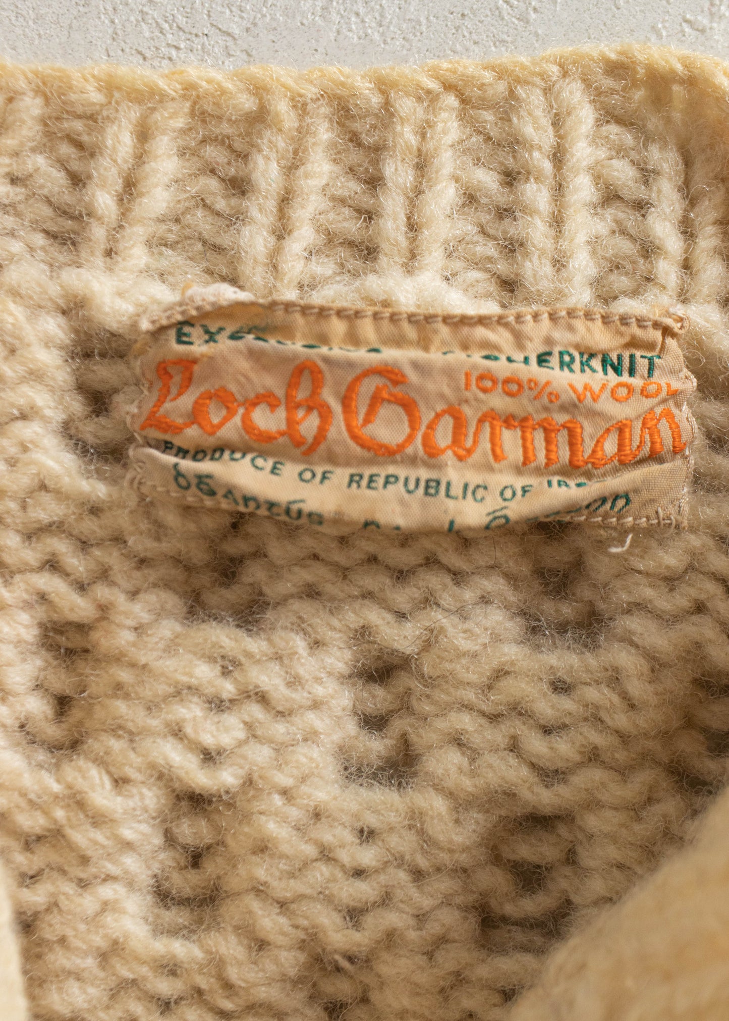 1970s Loch Garman Cable Knit Wool Fisherman Cardigan Size M/L