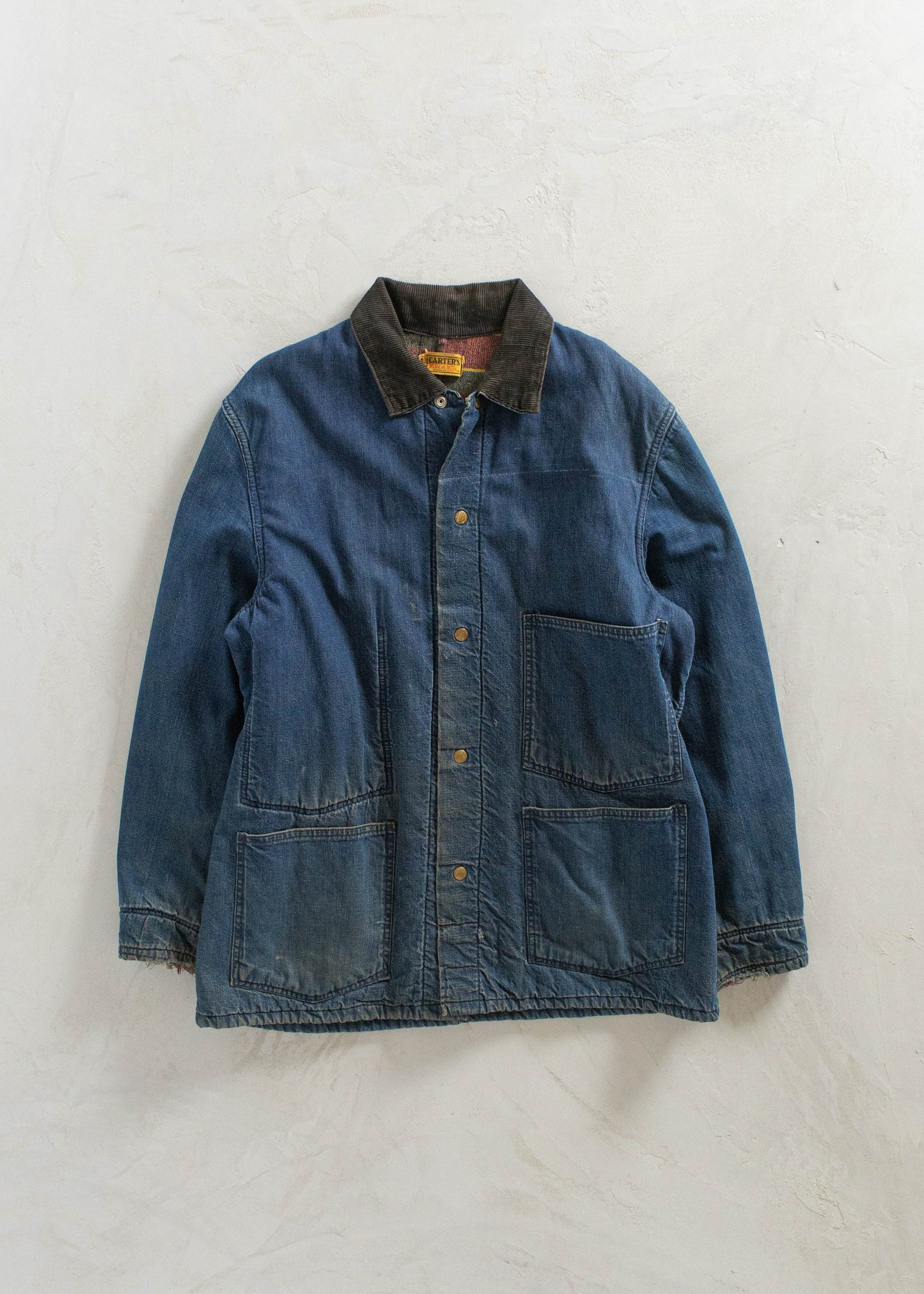 Vintage 1950s Carter's Selvedge Blanket Lined Denim Chore Coat Size L/XL