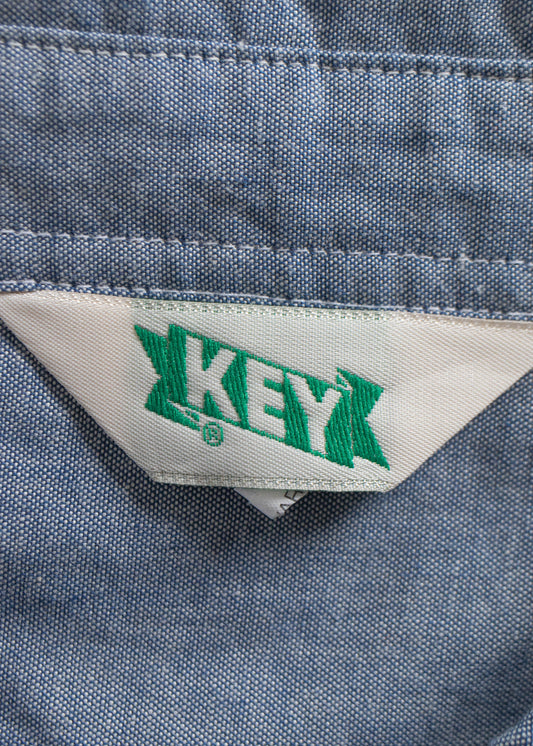 1990s Key Long Sleeve Chambray Button Up Shirt Size 3XL/4XL