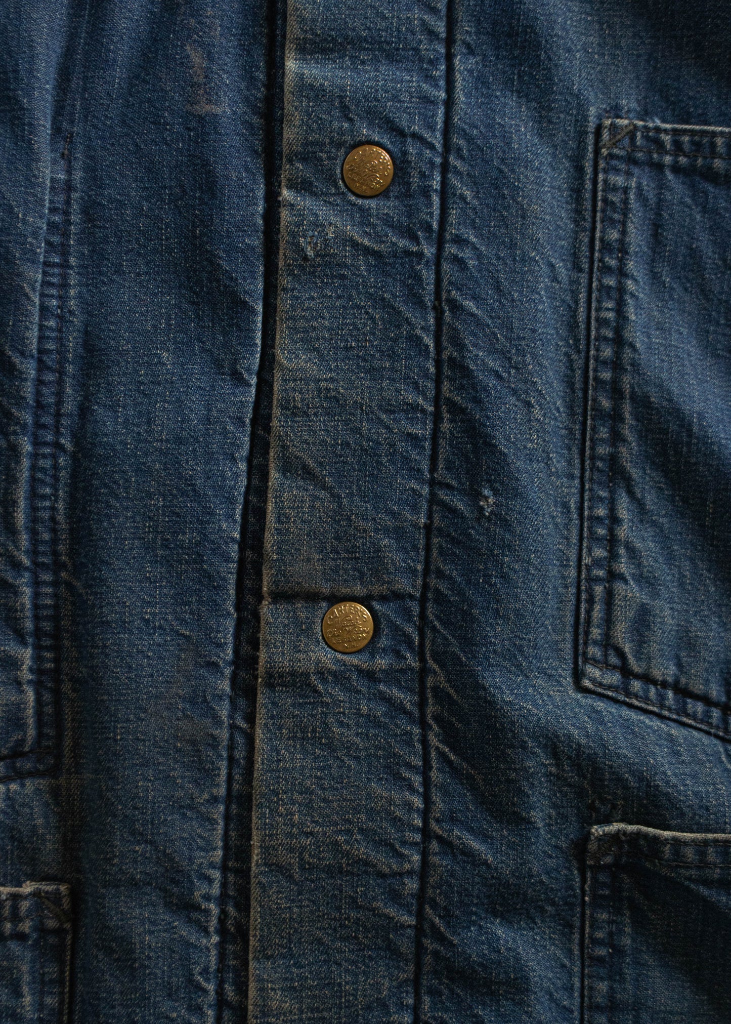 Vintage 1950s Carter's Selvedge Blanket Lined Denim Chore Coat Size L/XL