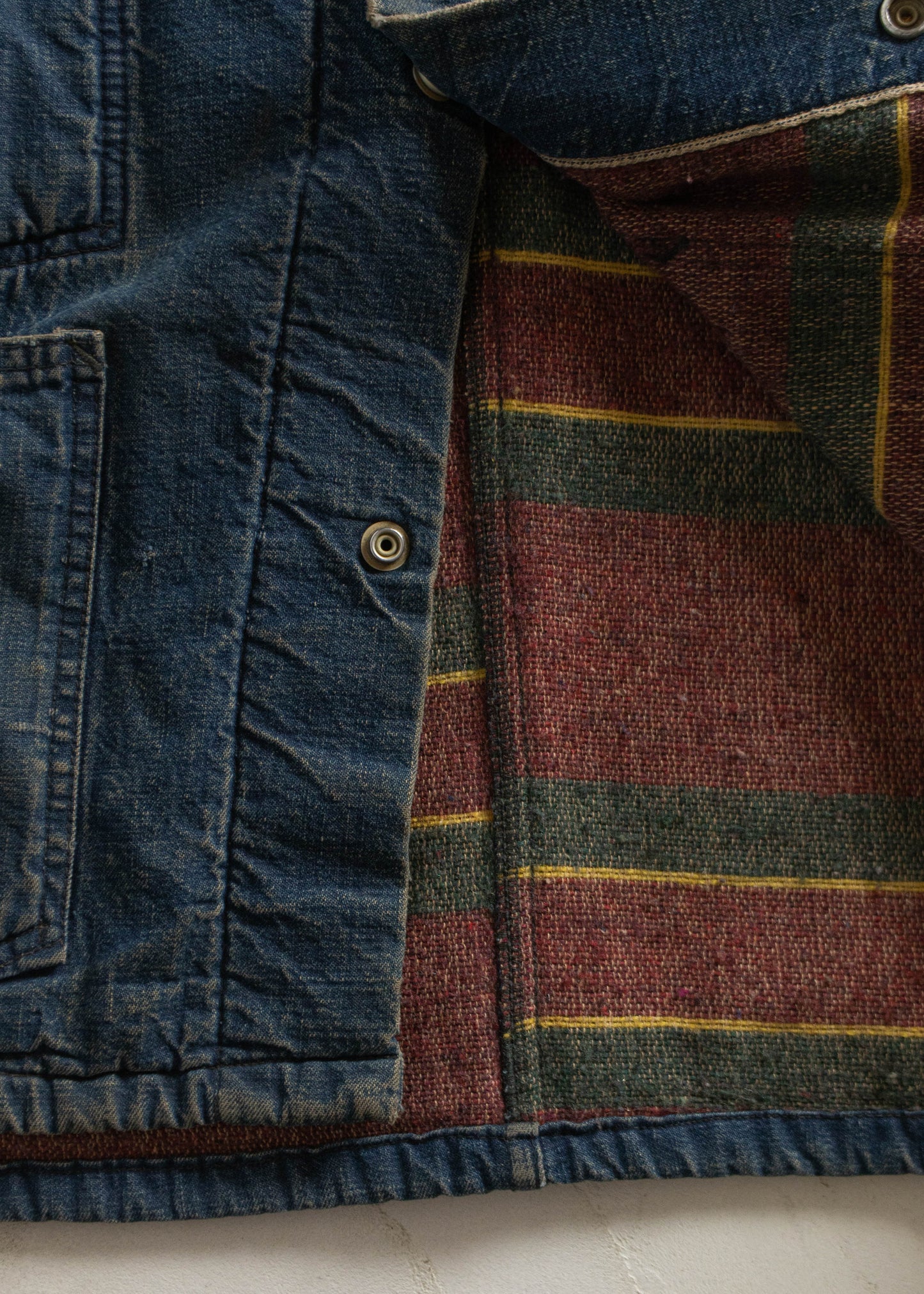 Vintage 1950s Carter's Selvedge Blanket Lined Denim Chore Coat Size L/XL