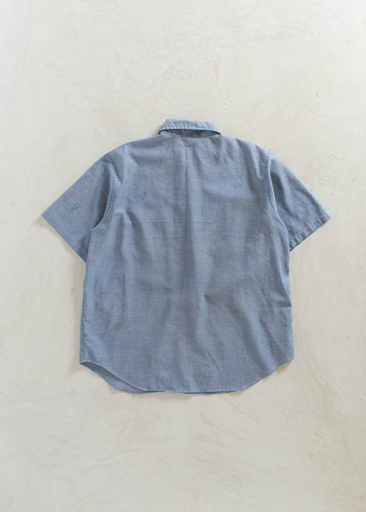 Vintage 1980s Short Sleeve Chambray Button Up Shirt Size M/L
