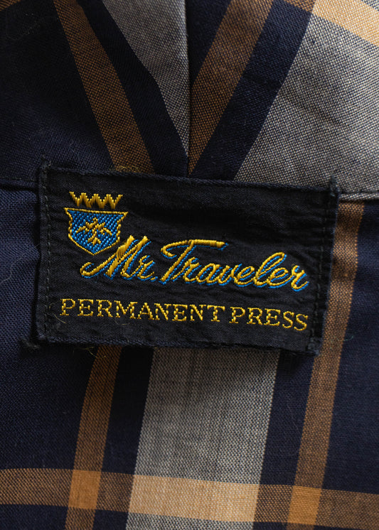 1970s Mr. Traveler Plaid Pattern Robe Size M/L