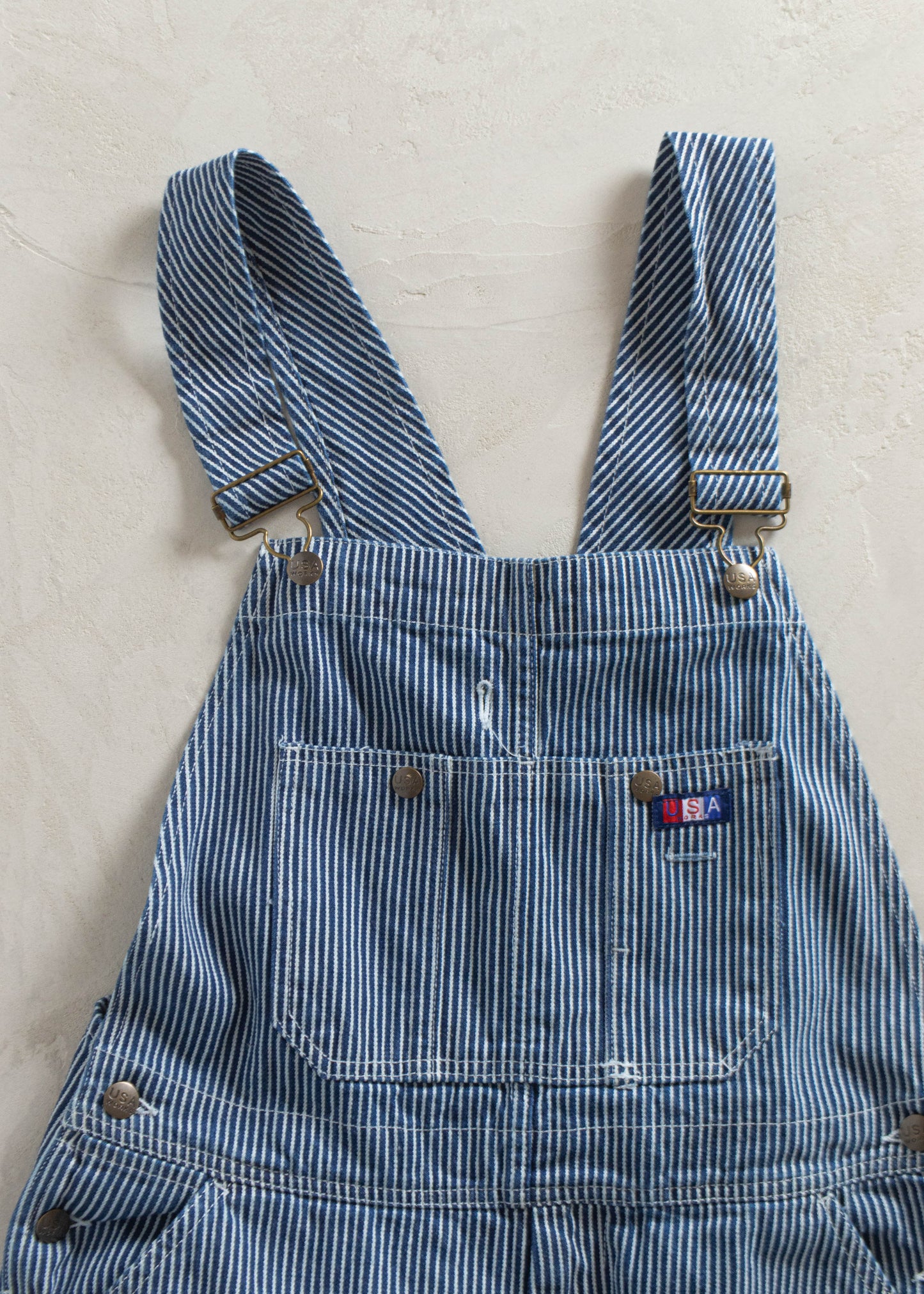 1980s USA Works Deadstock Hickory Stripes Overalls Size L/XL