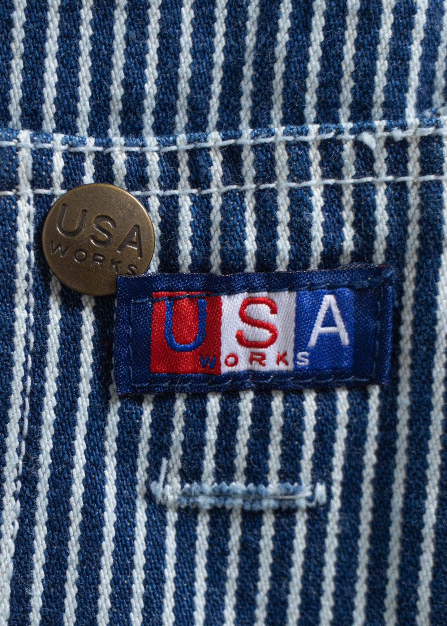 1980s USA Works Deadstock Hickory Stripes Overalls Size L/XL