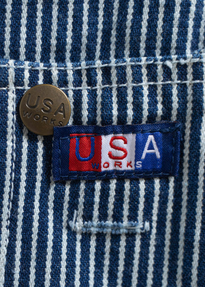 1980s USA Works Deadstock Hickory Stripes Overalls Size L/XL